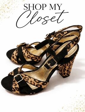 Beverly Feldman leopard‎ Block Heel sandals 10 NWOB